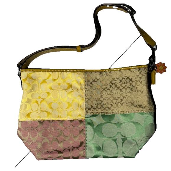 NEW WITH TAGS COACH SIGNATURE PASTEL PATCHWORK PURSE HANDBAG Y2K F14900 - Picture 1 of 8